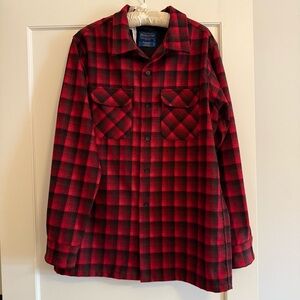 Pendleton Fitted Board Shirt - Red/Black Plaid